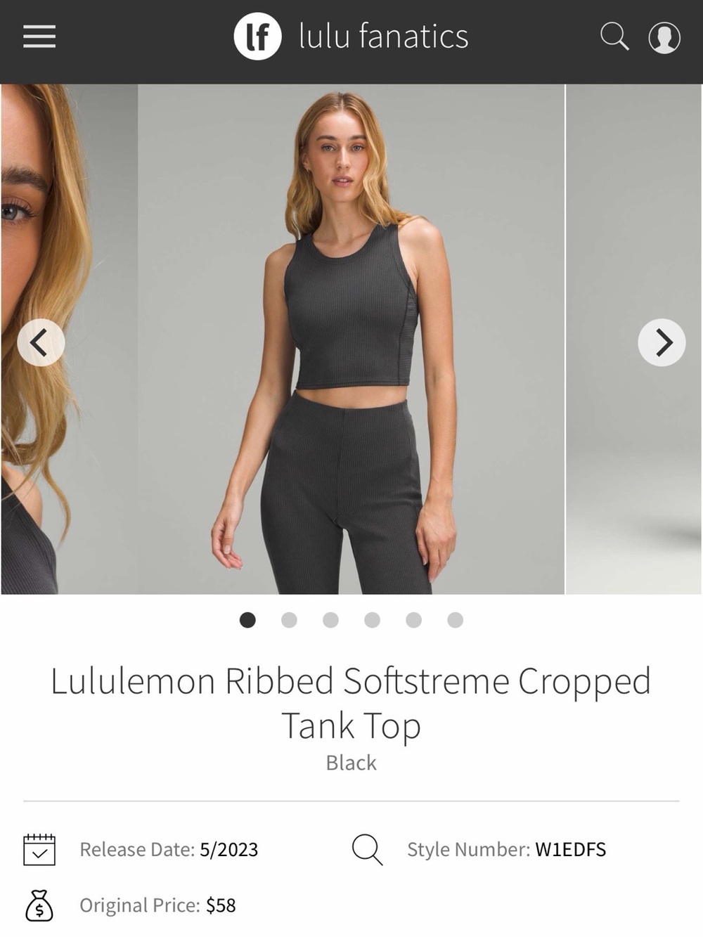 lululemon athletica Ribbed Softstreme Cropped Tank Top - Black